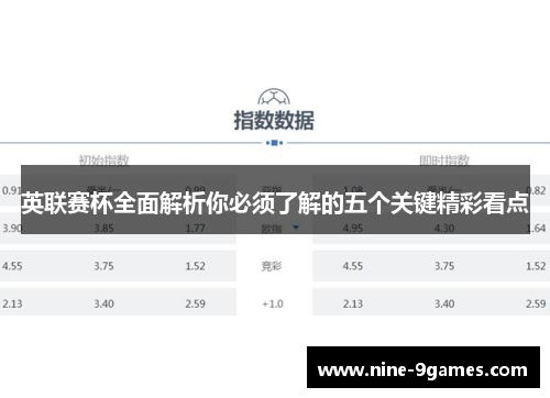 英联赛杯全面解析你必须了解的五个关键精彩看点